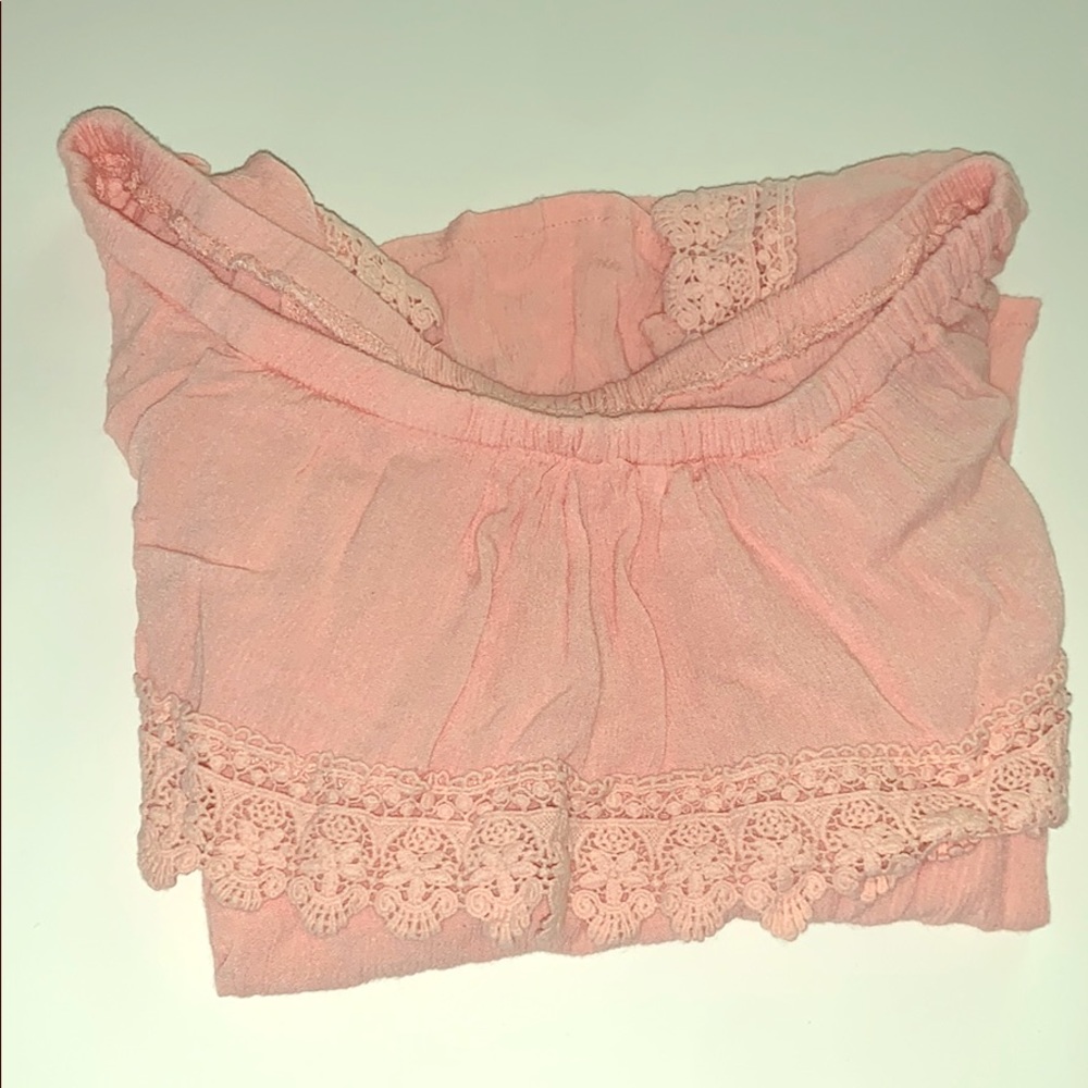 Light pink lace off the shoulder top